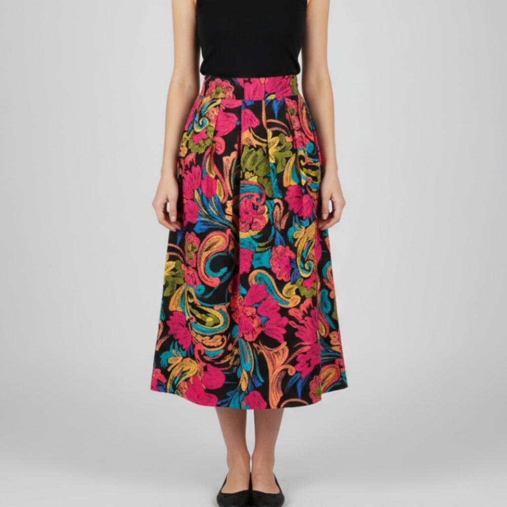 Vintage Maggie McNaughton 90s Colorful Floral Skirt